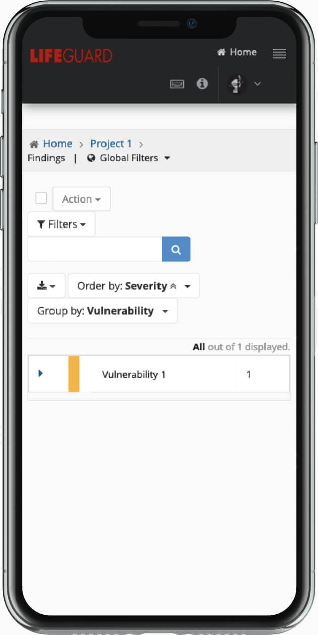 List of network vulnerability scan results