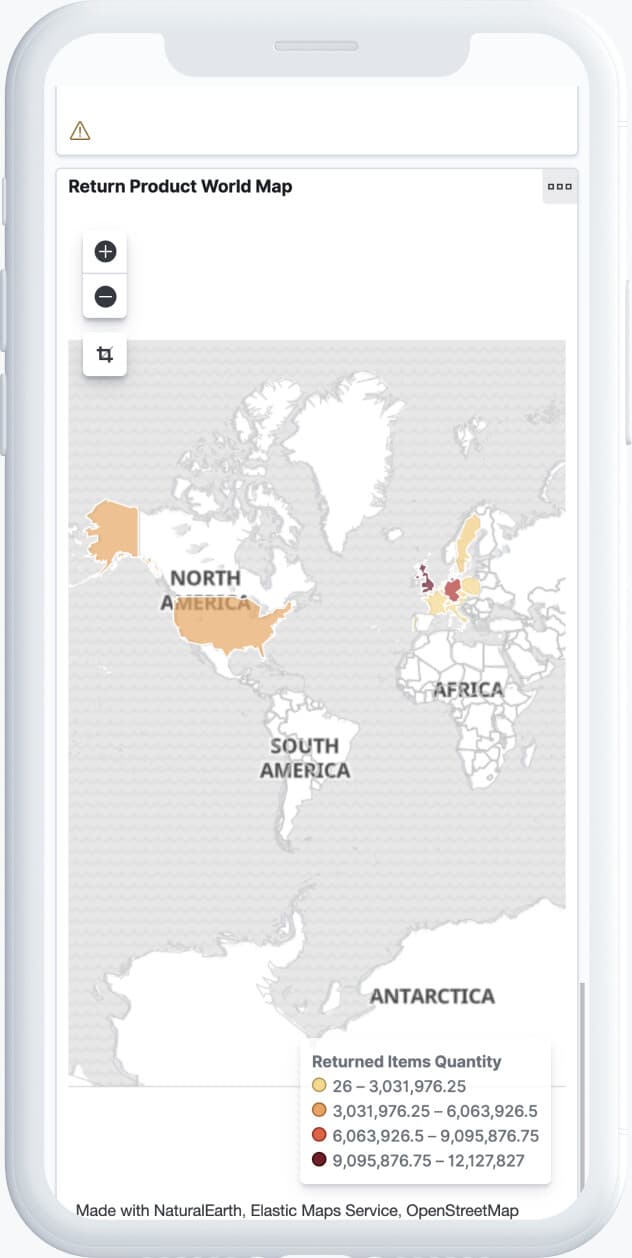 E-commerce returns quantity represented by world map