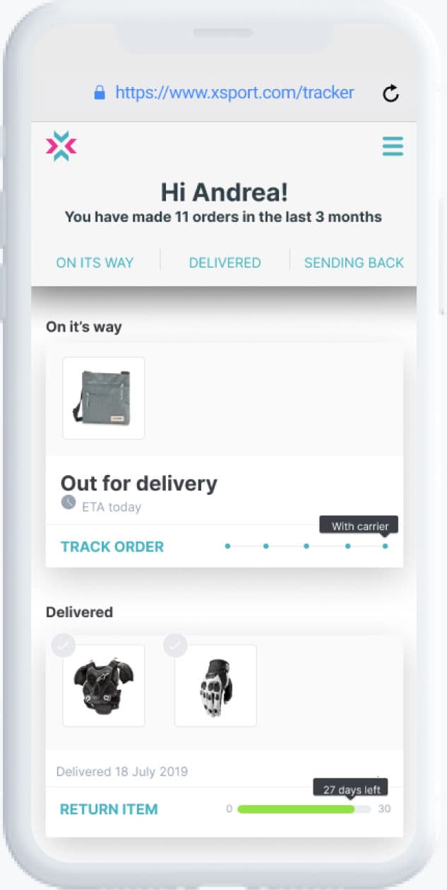 E-commerce software for tracking returns status