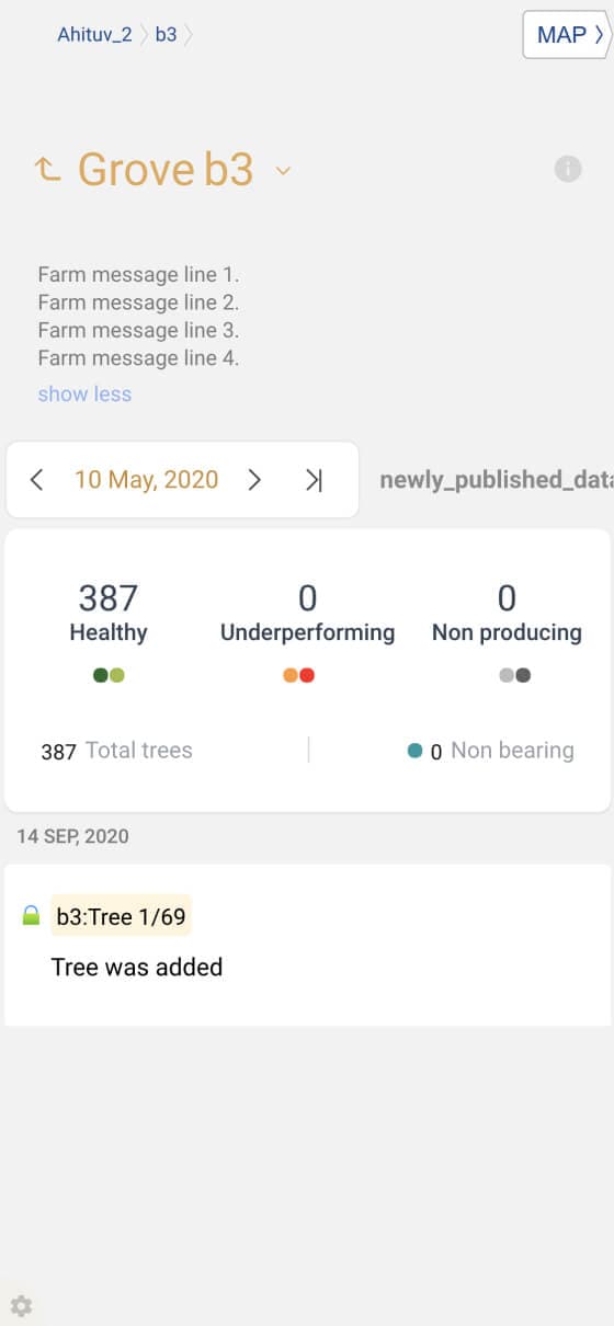 Application for tracking health of fruit-bearing plants