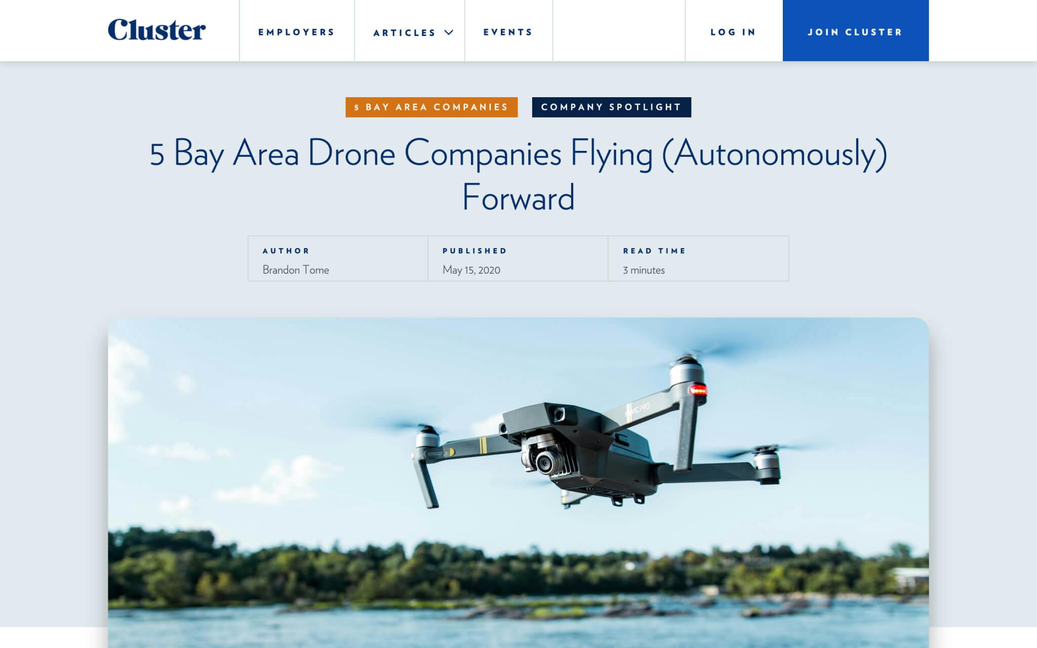 A blog article about 5 bay area drone companies flying forward