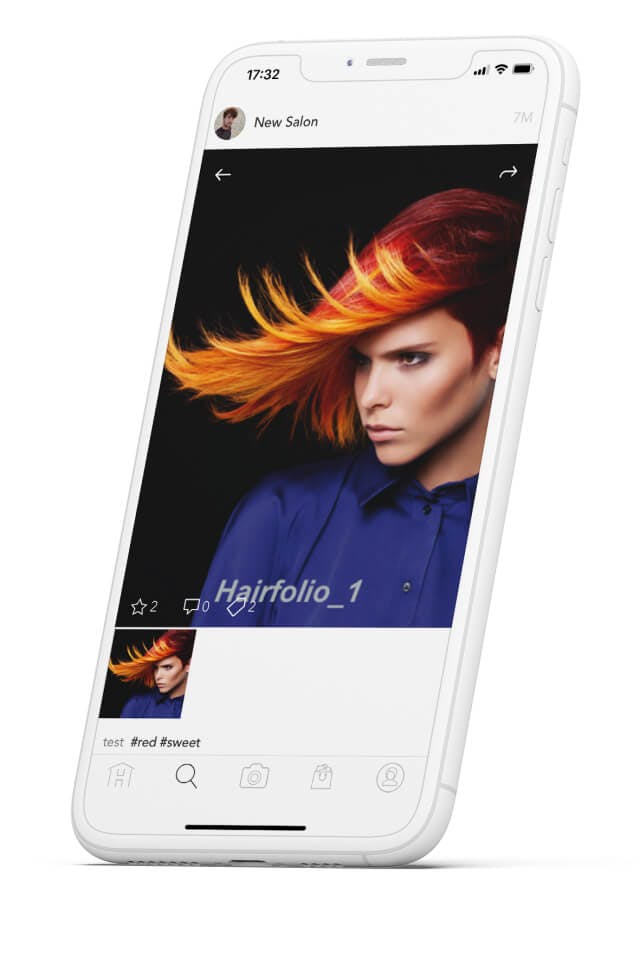 Mobile app screens with hairstyle and hair products